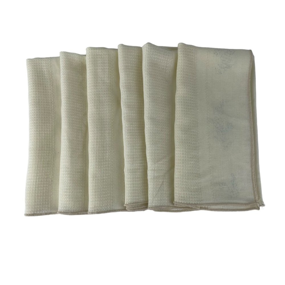 Cloth Napkins‎ Stamped for Embroidery Needlepoint Set of 6 Cream Color Linen